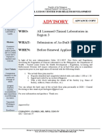 Advance Copy ADVISORY - Submission of As-Built Floor Plan