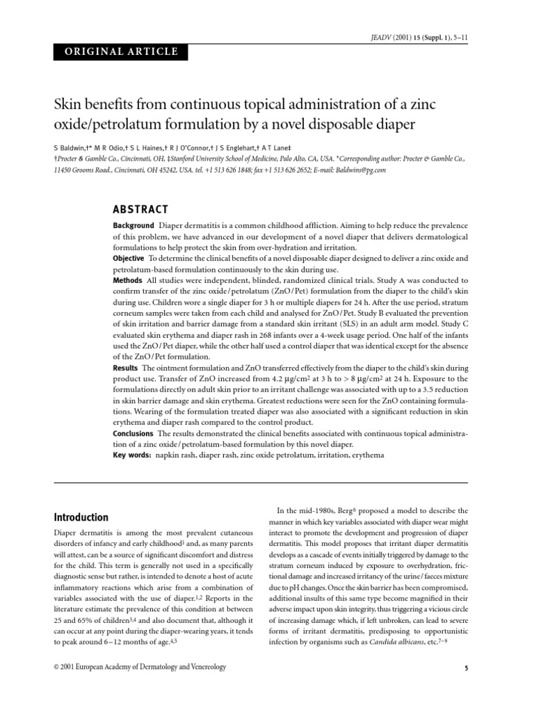 Skin Benefits From Continuous Topical Administration of A Zinc Oxide