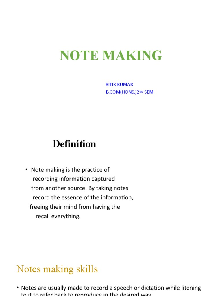 Note Making: Ritik Kumar SEM | PDF | Information | Phrase
