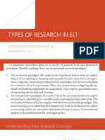 TYPES OF RESEARCH IN ELT