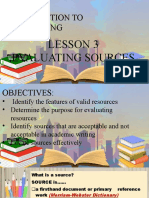 Unit Ii Introduction To Referencing: Lesson 3 Evaluating Sources