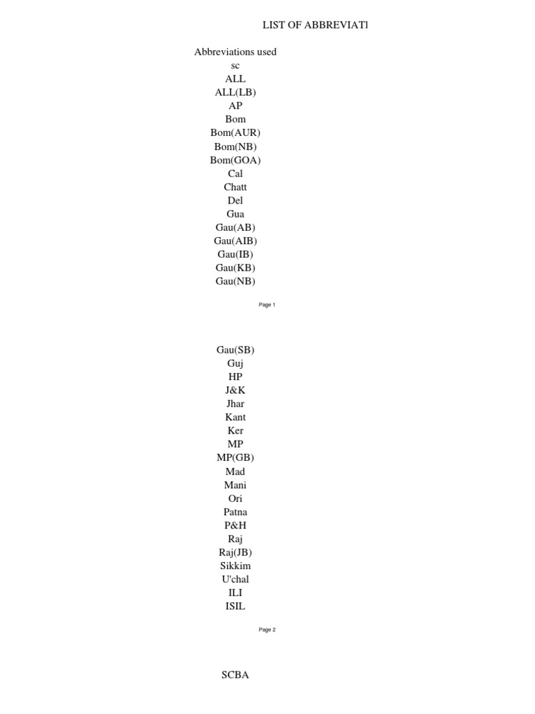 List of Abbreviations Used in Union Catalogue PDF Law Review