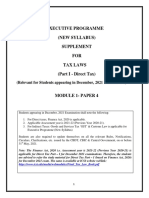 Executive Programme (New Syllabus) Supplement FOR Tax Laws (Part I - Direct Tax)