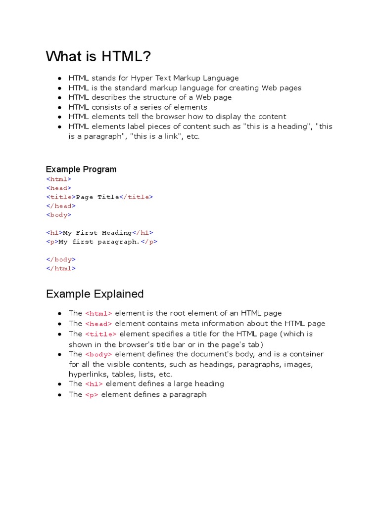 Introduction To HTML | PDF