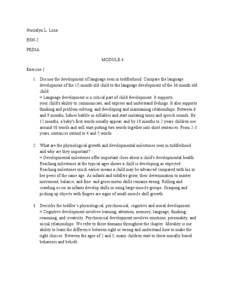 Nurzalyn Loza Module 4 Pedia | PDF | Child Development | Relationships