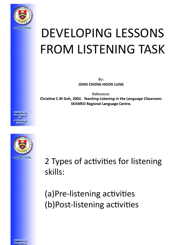 Pre- and Post-Listening Activities Guide | PDF