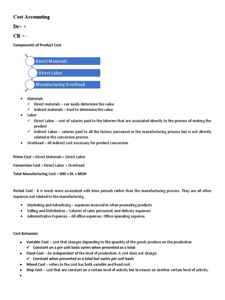 Cost Accounting Notes | PDF | Cost Of Goods Sold | Inventory