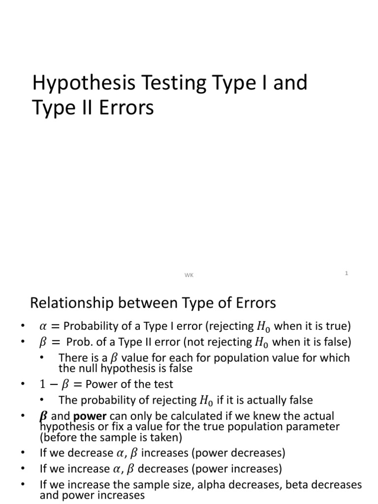 Type I and II Error Analysis in Testing | PDF | Type I And Type Ii ...