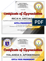 Deparo Elementary School GPTA Award Certificates