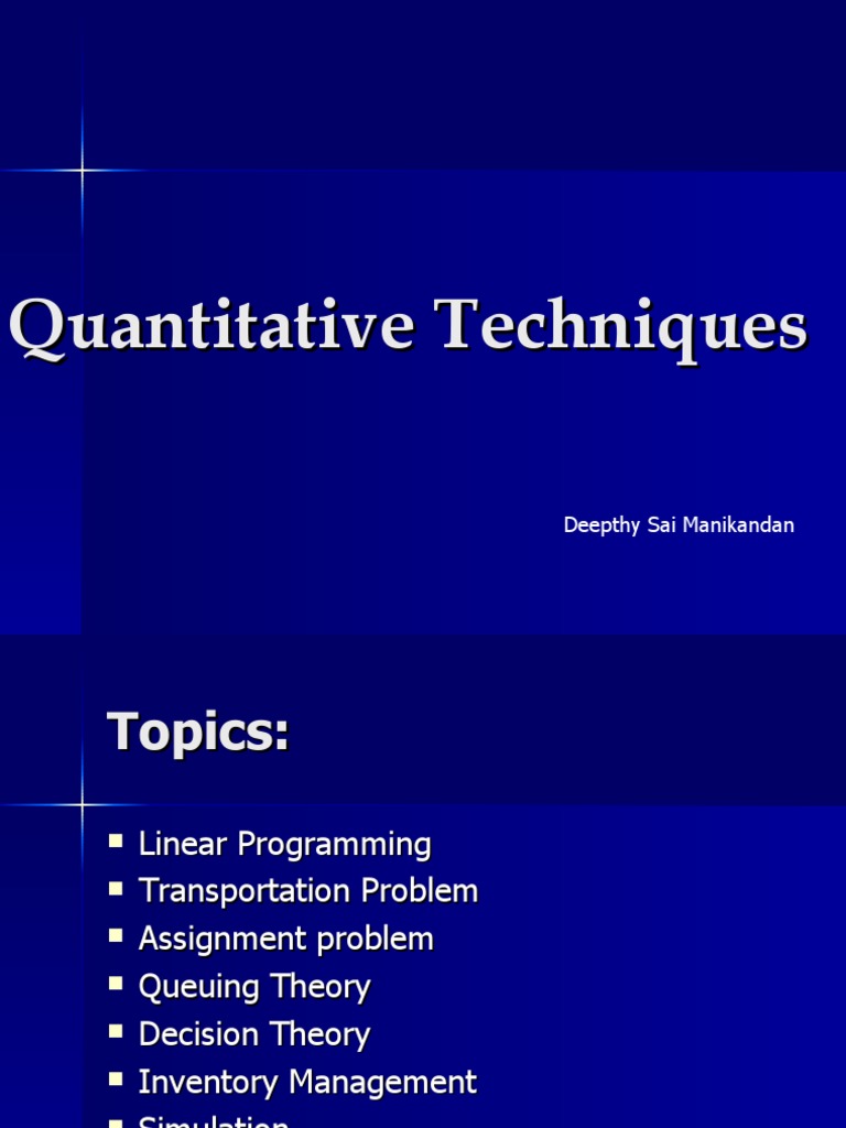 Quantitative Techniques Guide | PDF | Mathematical Optimization ...
