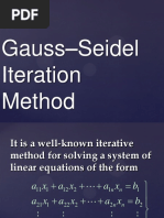 Gauss Seidel Iteration Method, Convergence Analysis