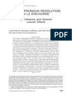 ONLINE PRONOUN RESOLUTION IN L2 DISCOURSE L1 Influence and General Learner Effects