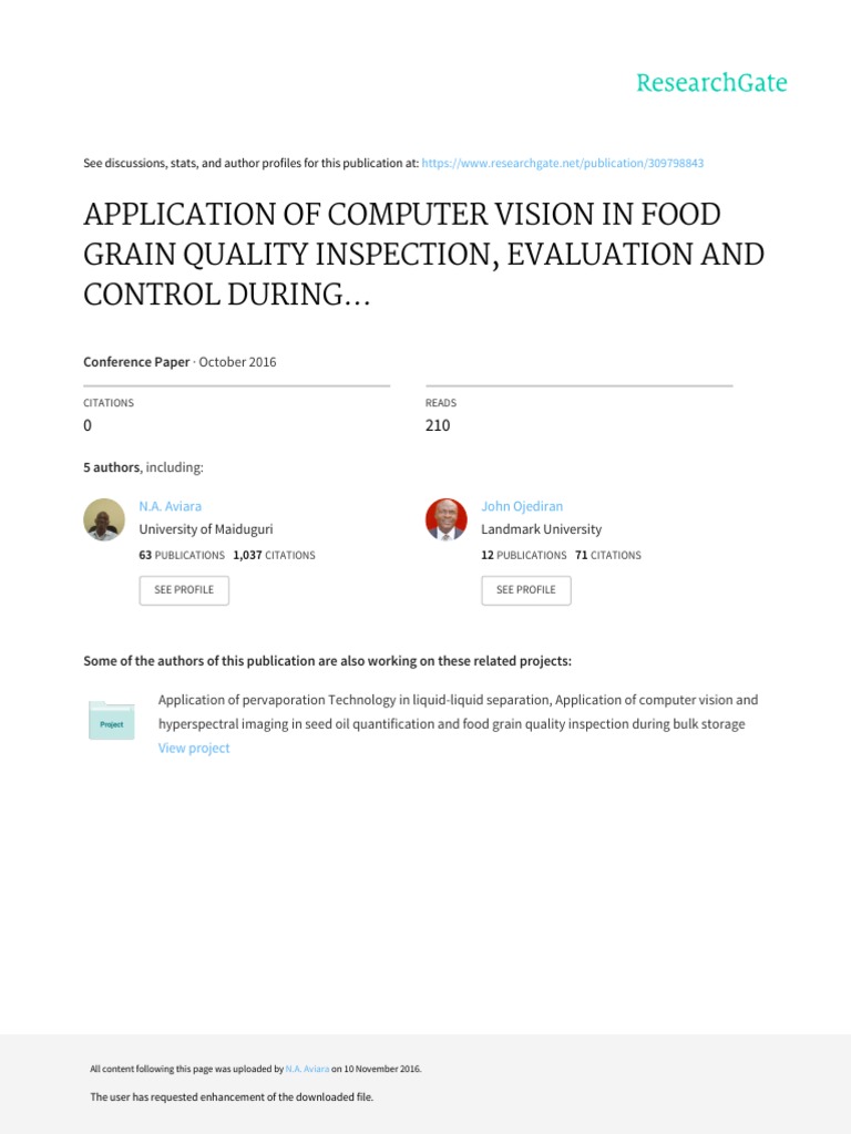 Computer Vision for Grain Quality Control | PDF | Computer Vision ...