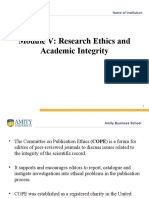 Module V: Research Ethics and Academic Integrity: Name of Institution
