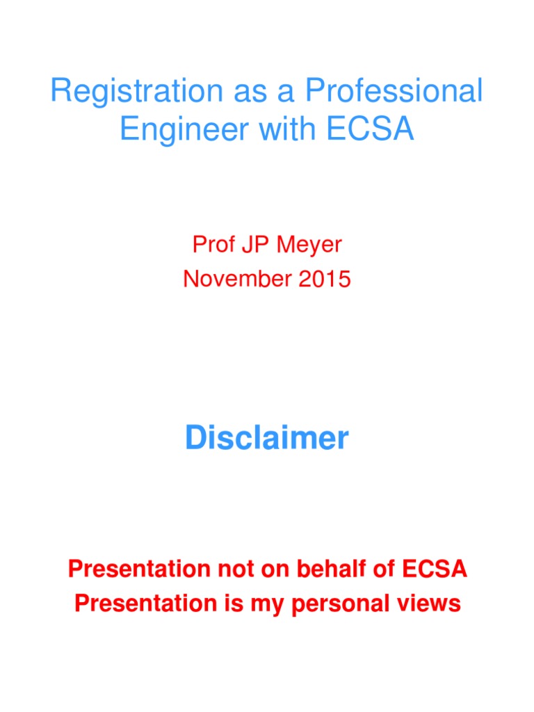 ECSA Professional Engineer Registration Guide | PDF | Engineer | Design