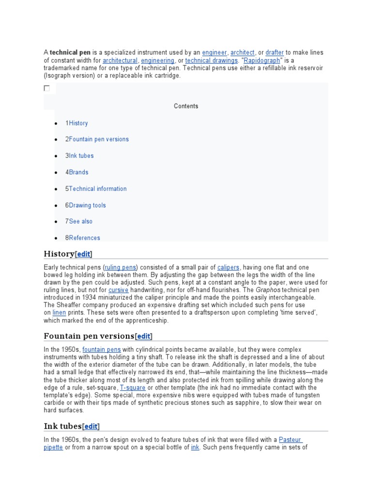 Technical Pens and Its Uses PDF Stationery Equipment