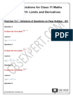 NCERT Solutions For Class 11 Maths Chapter 13 Limits and Derivatives