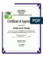 Certificate of Appreciation: Kathlyn Ann B. Dimailig
