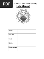 Lab Manual: Name Roll No. Year Batch Department