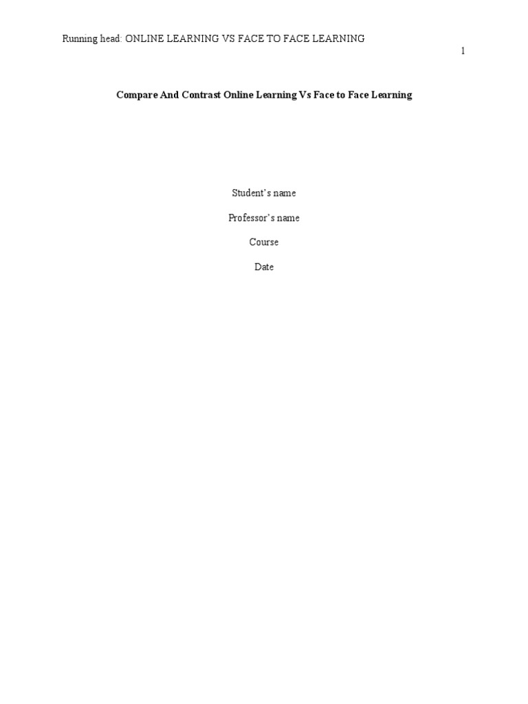 Online vs Face-to-Face Learning Comparison | PDF | Educational ...