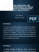 Factors Affecting The English Proficiency of Grade 10 Students at Manggitahan National High School"