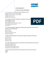 Physics Worksheet on Ray Optics & Optical Instruments