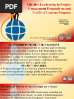 Effective Leadership in Project Management Demands On and Profile of Leaders Progress