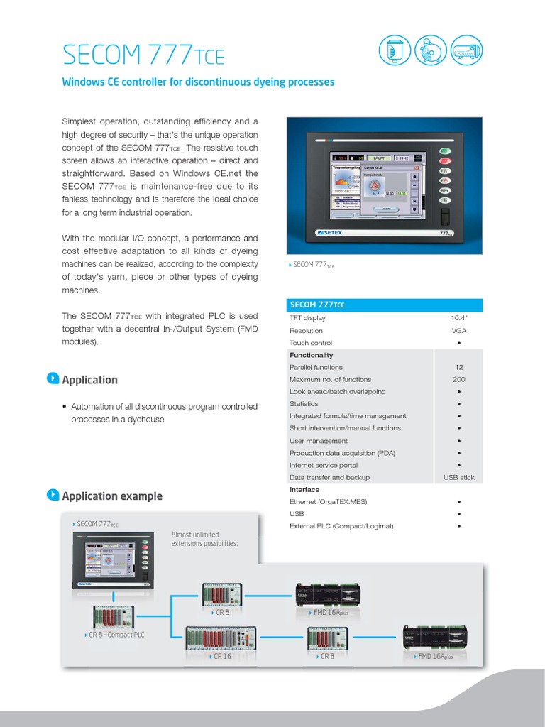 SECOM 777: Windows CE Controller For Discontinuous Dyeing Processes ...