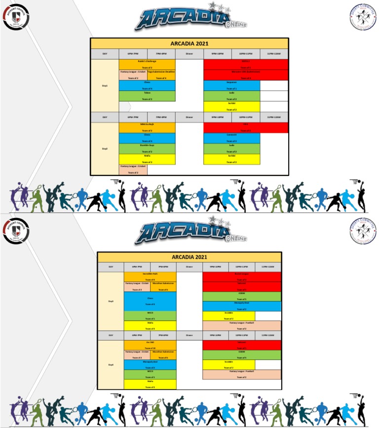 ARCADIA Schedule PDF