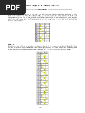 TOEIC Listening Test A - Answer Key | PDF | Airlines | Taxes