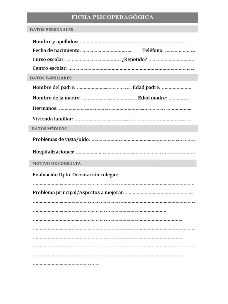 Ficha Psicopedagógica | PDF