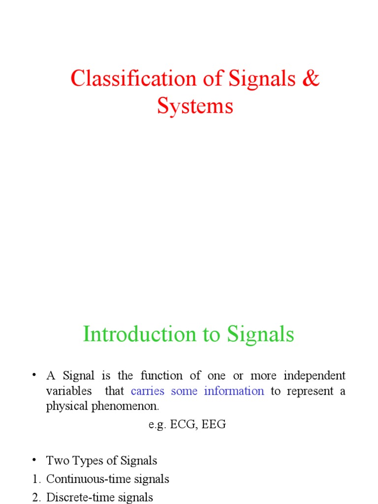 Classification of Signals Systems | PDF | Discrete Time And Continuous ...