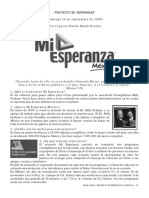 "Proyecto Mi Esperanza" (Domingo 24 de Septiembre de 2006) (Por El Pastor Emilio Bandt Favela)