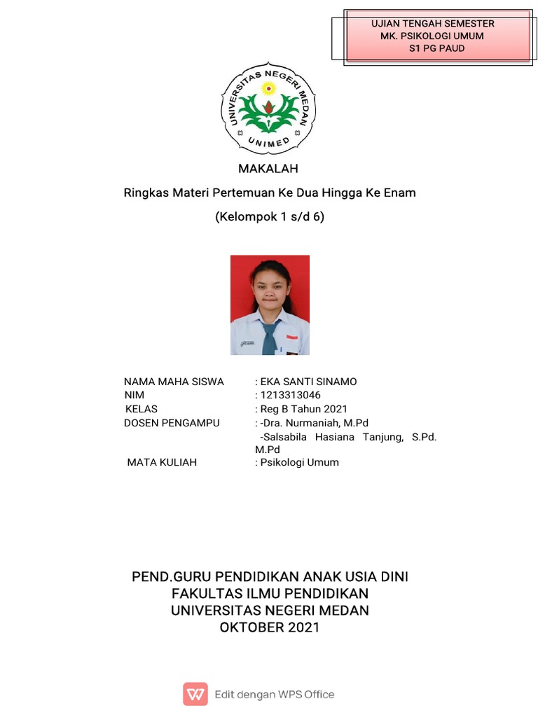 Ringkasan Psikologi Umum UTS PAUD | PDF