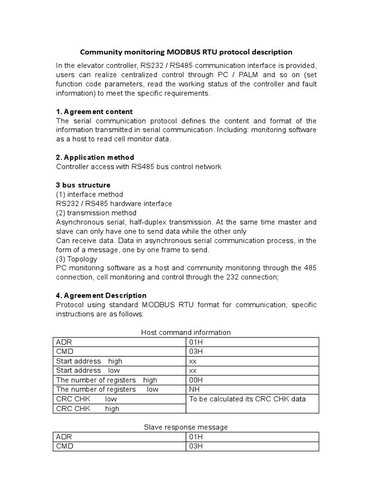 MODBUS RTU Protocol Overview | PDF | Computer Data | Networking Standards