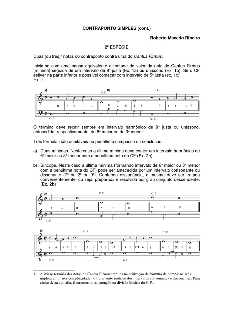 CONTRAPONTO SIMPLES - 2a Especie | PDF | Intervalo (música) | Elementos ...