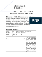 Dolendo, John Michael L. Toper - 121 (Batch 1) : "What Makes A Planet Habitable?" Origin and Structure of The Earth