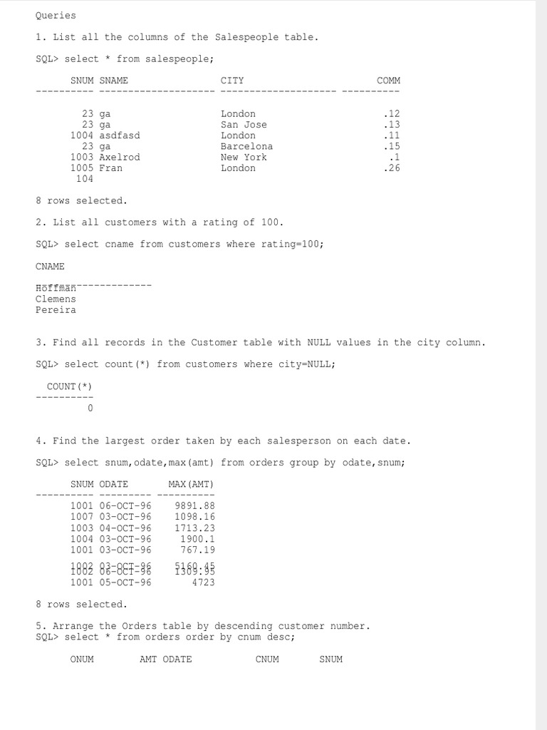 SQL Queries Explained | PDF | Systems Engineering | Information Science