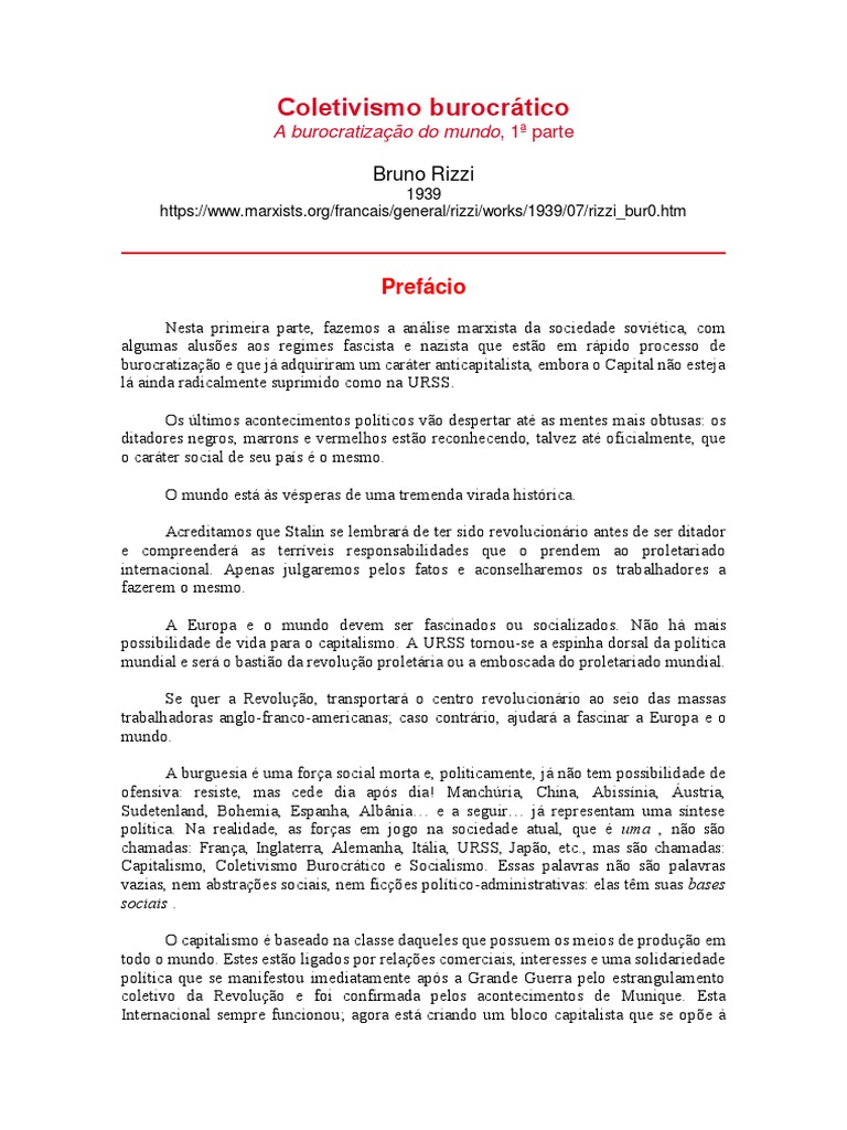 Análise do Coletivismo Burocrático | PDF | Política mundial | União ...