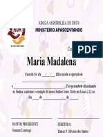 Certificado Apresentação de Menina (A)
