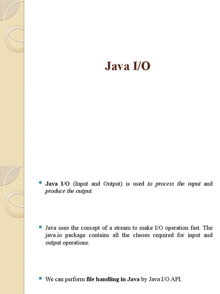 Input Output | PDF | Input/Output | Class (Computer Programming)