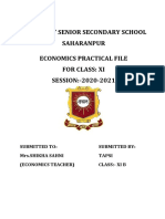 Sophia Girls' Senior Secondary School Saharanpur Economics Practical File For Class: Xi SESSION:-2020-2021