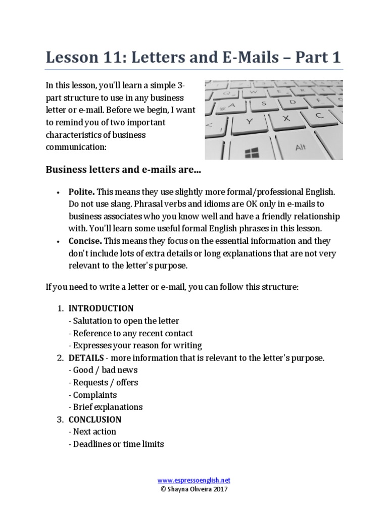 Lesson+11+ +Letters+and+E Mails+Part+1 | PDF | The Reverend