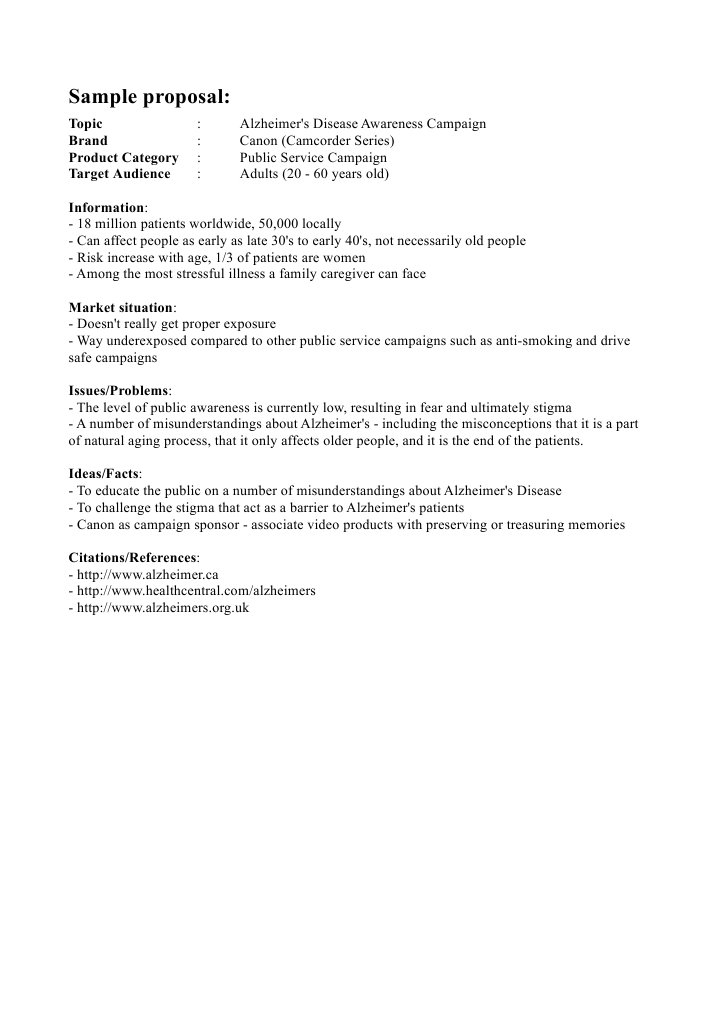 Sample Proposal:: Topic Brand Product Category Target Audience ...