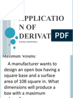 Applicatio NOF Derivative: Extrema, Related Rates