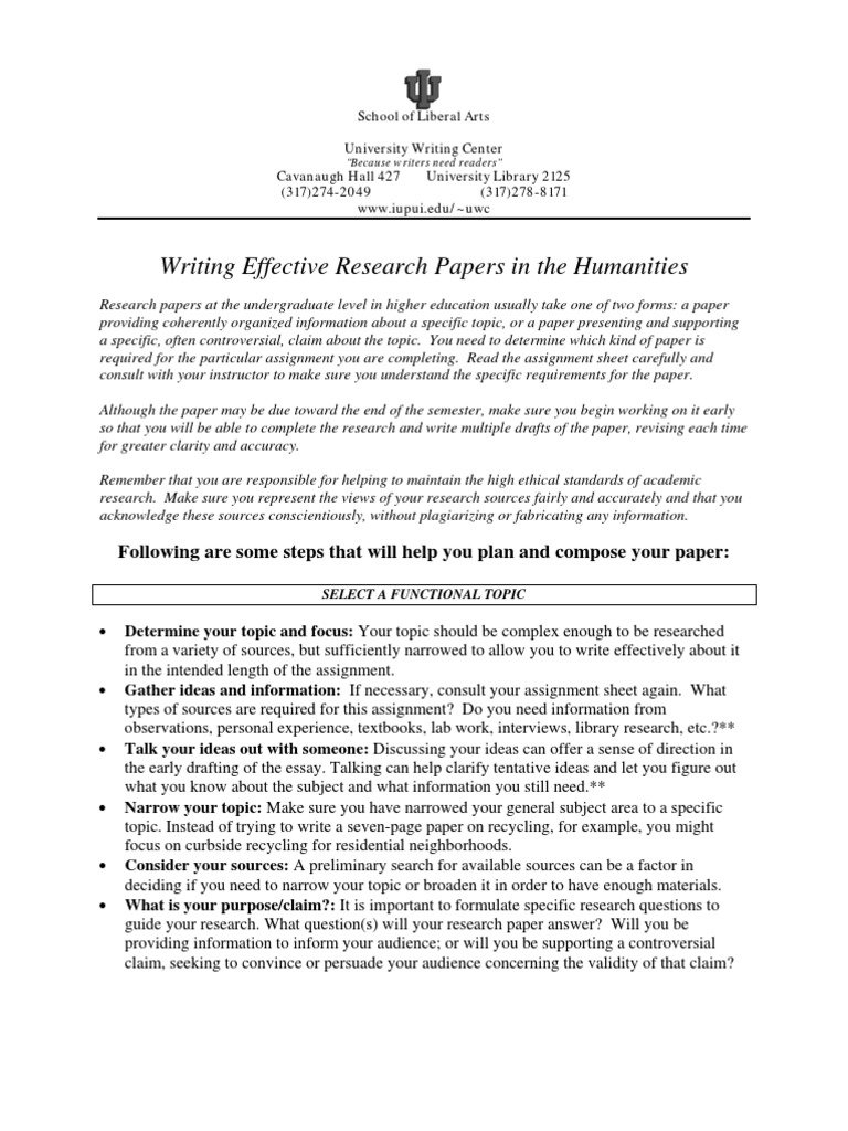 Writing Humanities Papers | PDF