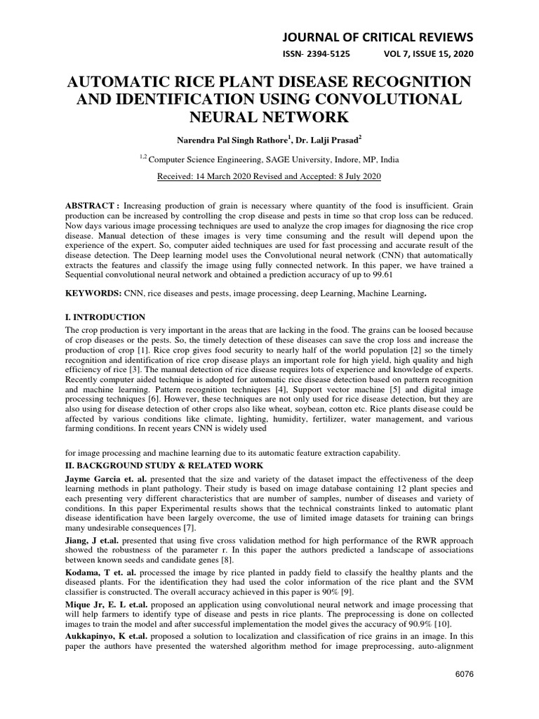 CNN for Automatic Rice Disease Detection | PDF | Artificial ...
