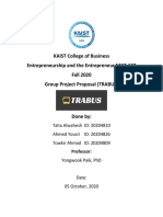 KAIST College of Business Entrepreneurship and The Entrepreneur MGT.627 Fall 2020 Group Project Proposal (TRABUS)