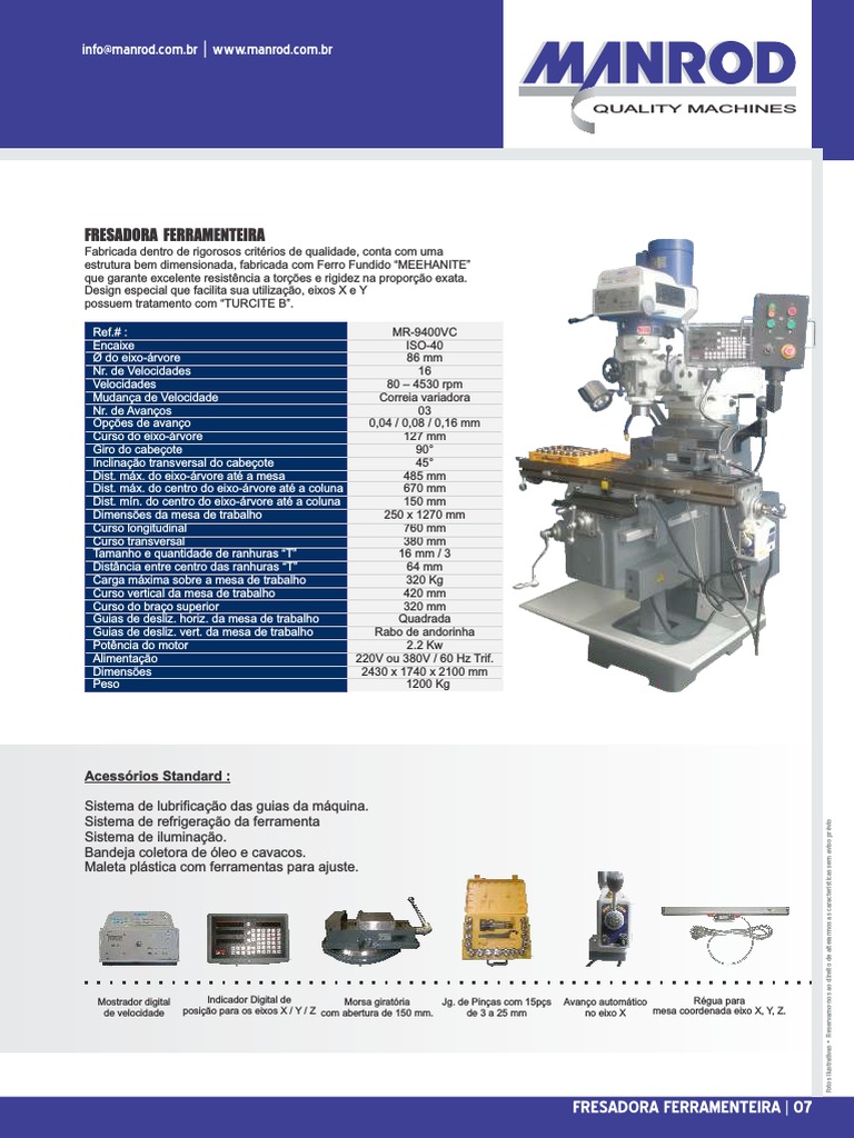 Fresadora | PDF | Máquinas | Engenharia Mecânica