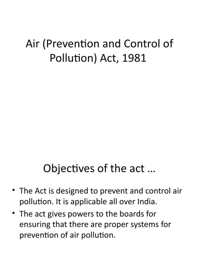 Air (Prevention and Control of Pollution) Act, 1981 PDF Air